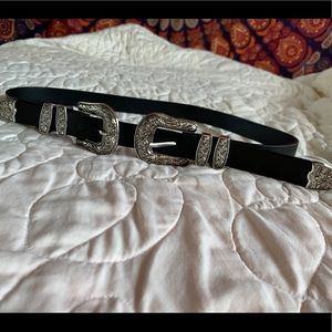 Western double buckle belt